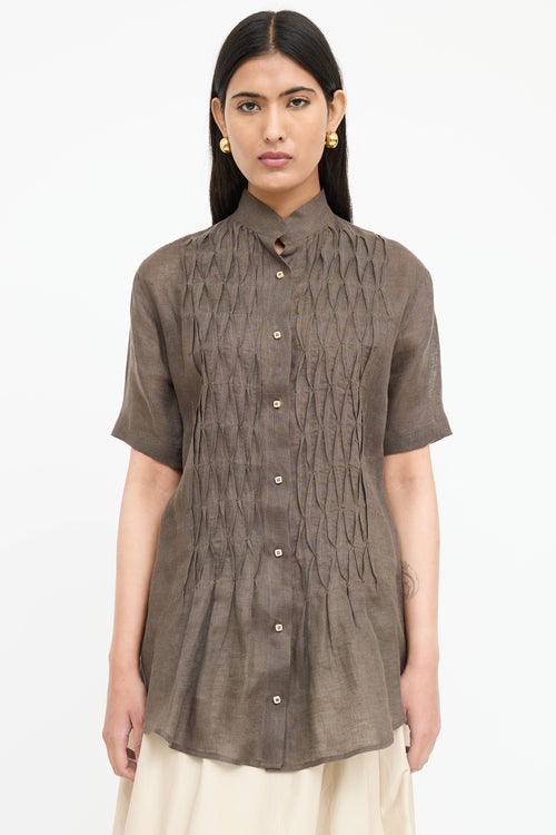 Capri Linen Pleated Top