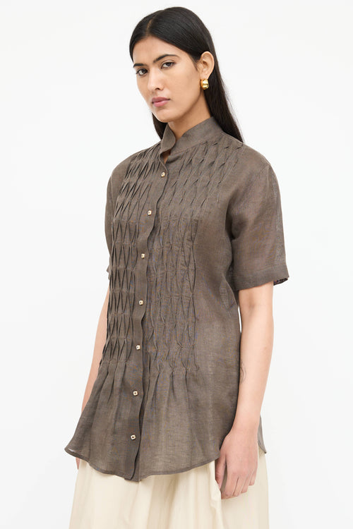 Capri Linen Pleated Top
