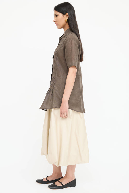 Capri Linen Pleated Top