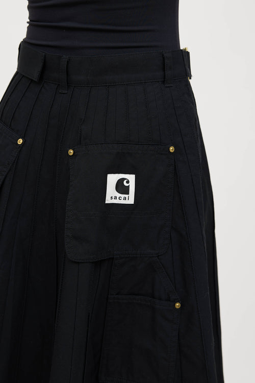 Sacai X Carhartt Pleated Wrap Skirt