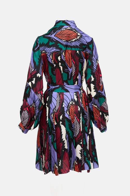 Carolina Herrera Feather Print Dress