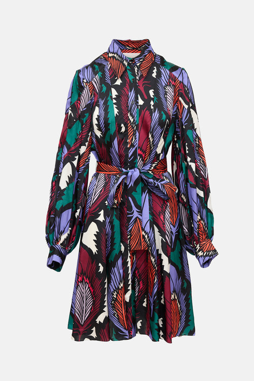 Carolina Herrera Feather Print Dress