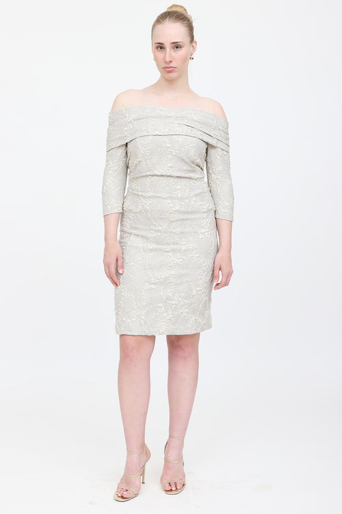 Carolina Herrera Textured Off Shoulder Dress
