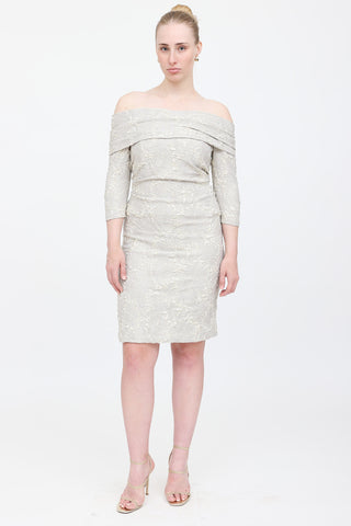 Carolina Herrera Textured Off Shoulder Dress
