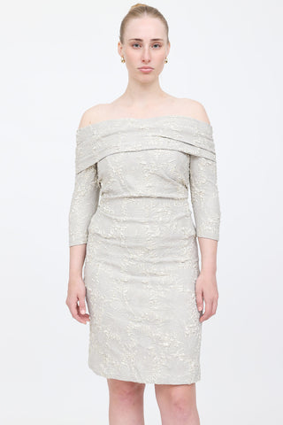 Carolina Herrera Textured Off Shoulder Dress