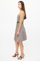 Carolina Herrera Brown & Green Print Embellished Dress