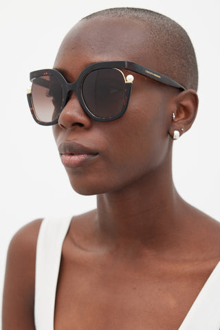 Brown Rounded Square Pearl CH003 Sunglasses