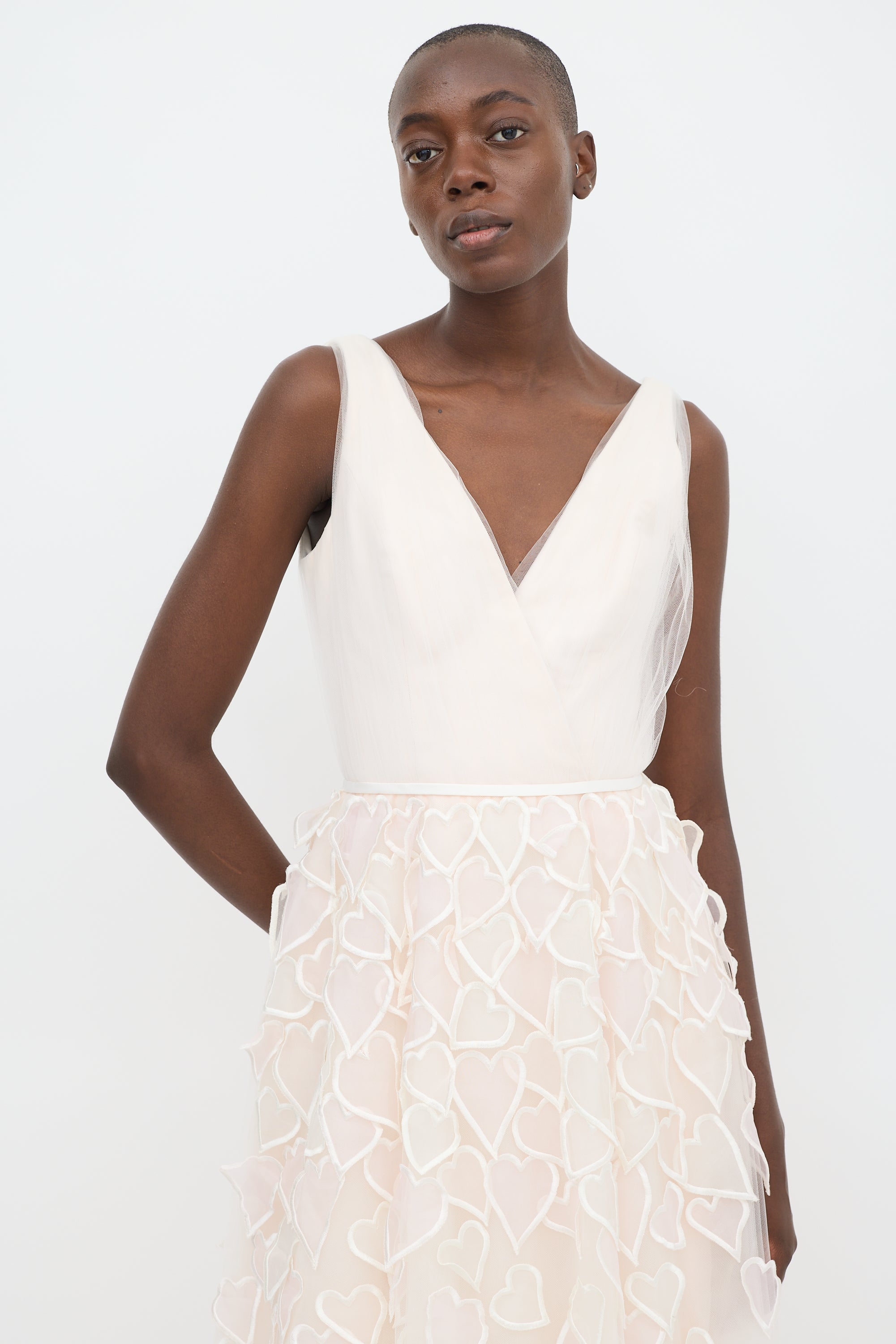 Carolina Herrera // Light Pink Tulle Heart Applique A-Line Dress VSP Consignment Carolina Herrera // Light Pink Tulle Heart Applique A-Line Dress VSP Consignment