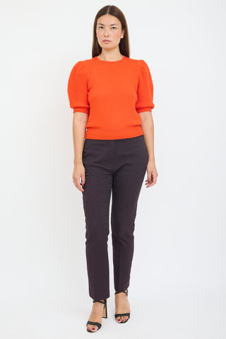 Carolina Herrera Orange Wool Puffed Sleeve Sweater