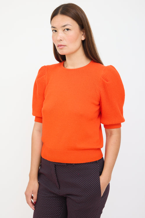 Carolina Herrera Orange Wool Puffed Sleeve Sweater