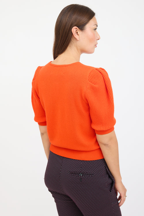 Carolina Herrera Orange Wool Puffed Sleeve Sweater