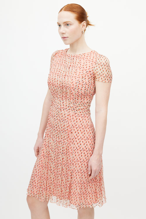 Carolina Herrera Pink & Multicolour Polka Dot Pleated Dress
