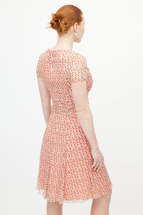 Carolina Herrera Pink & Multicolour Polka Dot Pleated Dress