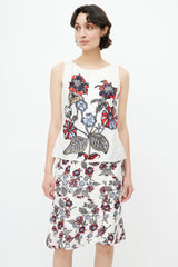 Carolina Herrera White & Multi Floral  Dress