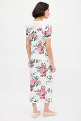 Carolina Herrera White & Pink Silk Floral Skirt Set
