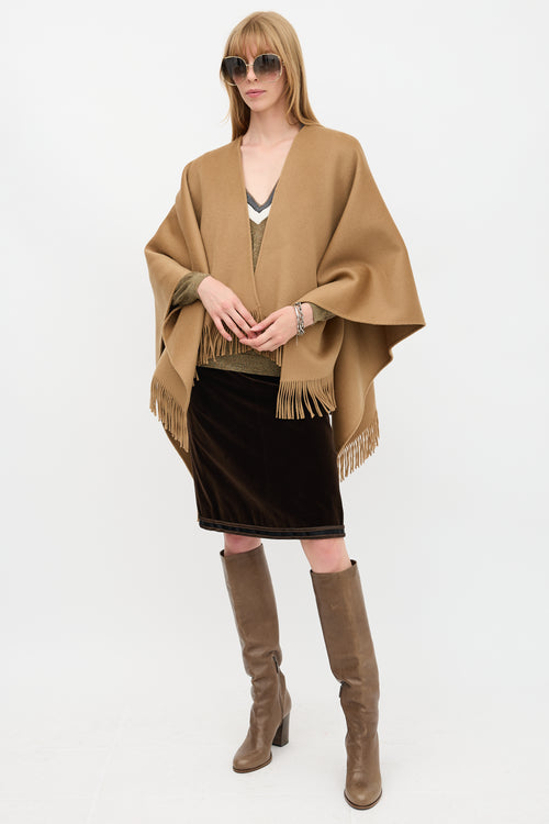Carolina Herrera Wool Fringed Shawl