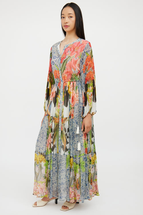 Carolina K Pink & Multi Floral Button Front Maxi Dress