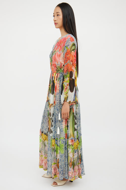 Carolina K Pink & Multi Floral Button Front Maxi Dress