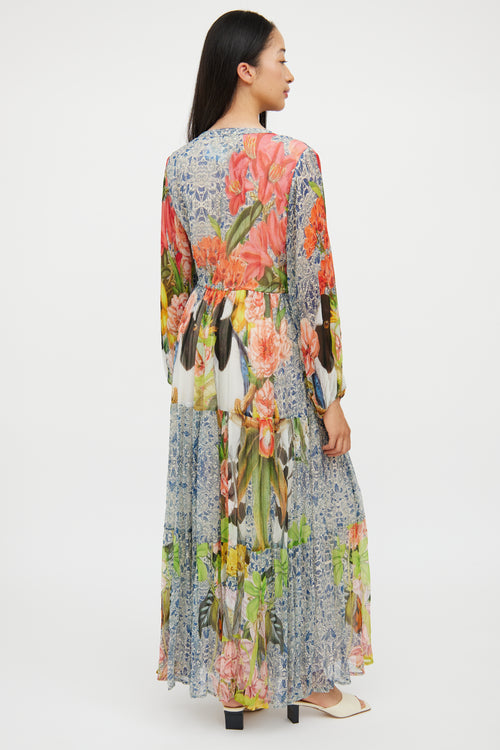 Carolina K Pink & Multi Floral Button Front Maxi Dress