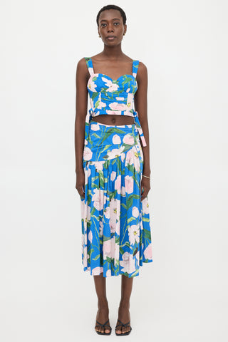 Carolina Herrera Floral Tie Bustier Top
