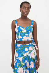 Carolina Herrera Floral Tie Bustier Top