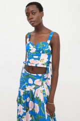 Carolina Herrera Floral Tie Bustier Top