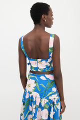 Carolina Herrera Floral Tie Bustier Top