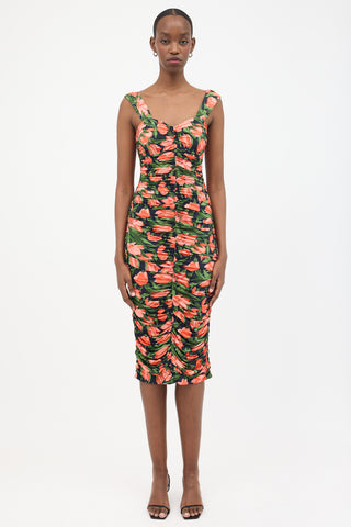 Carolina Herrera Midnight Tulip Ruched Dress