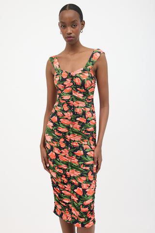 Carolina Herrera Midnight Tulip Ruched Dress