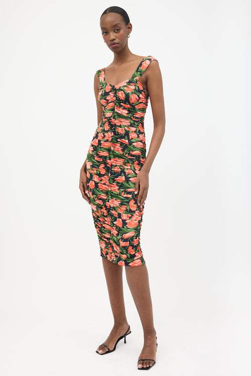 Carolina Herrera Midnight Tulip Ruched Dress