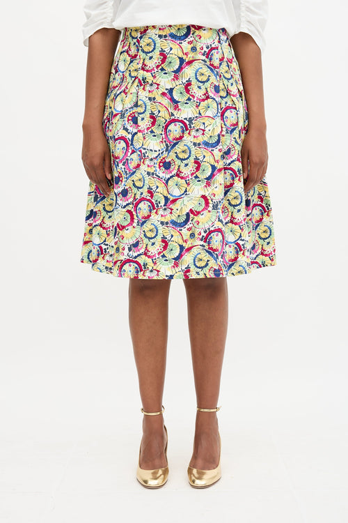 Printed Box Pleat Skirt