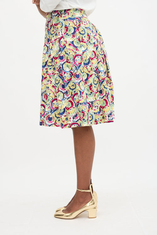 Printed Box Pleat Skirt