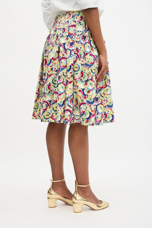 Printed Box Pleat Skirt