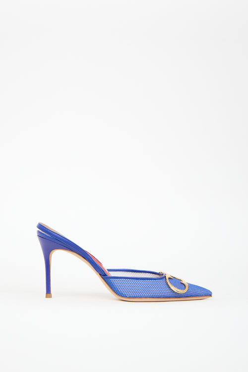 Carolina Herrera Purple & Blue Mesh Insignia 80 Heel