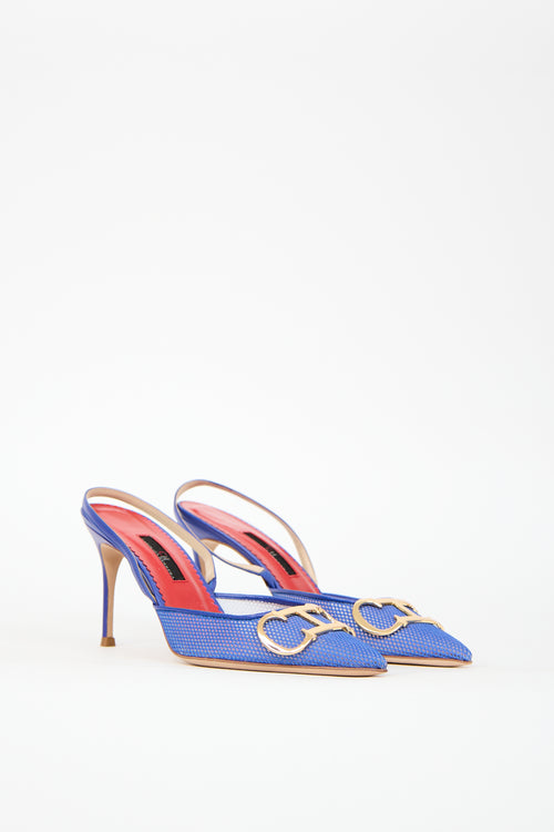 Carolina Herrera Purple & Blue Mesh Insignia 80 Heel