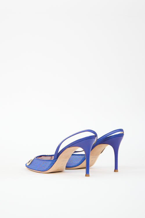 Carolina Herrera Purple & Blue Mesh Insignia 80 Heel