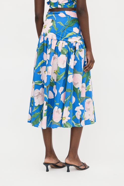 Carolina Herrera Ruched Floral Skirt