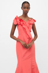 Carolina Herrera Silk Faille Off Shoulder Dress