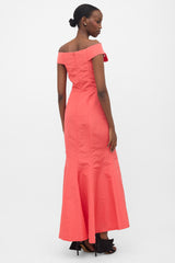 Carolina Herrera Silk Faille Off Shoulder Dress