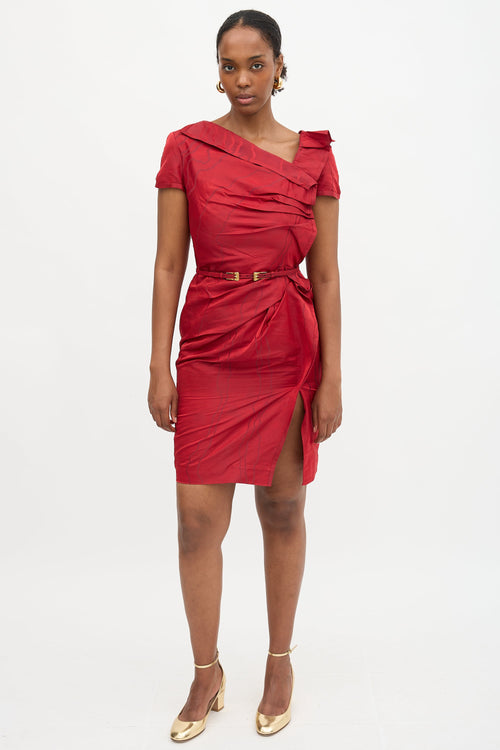 Carolina Herrera Silk Pleat Dress