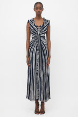 Carolina Herrera Striped Ruffled Dress