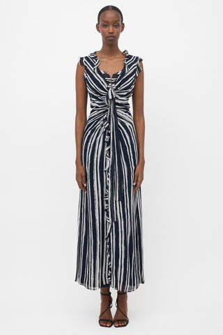 Carolina Herrera Striped Ruffled Dress