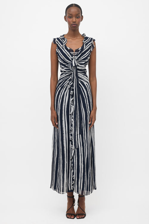 Carolina Herrera Striped Ruffled Dress