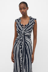 Carolina Herrera Striped Ruffled Dress
