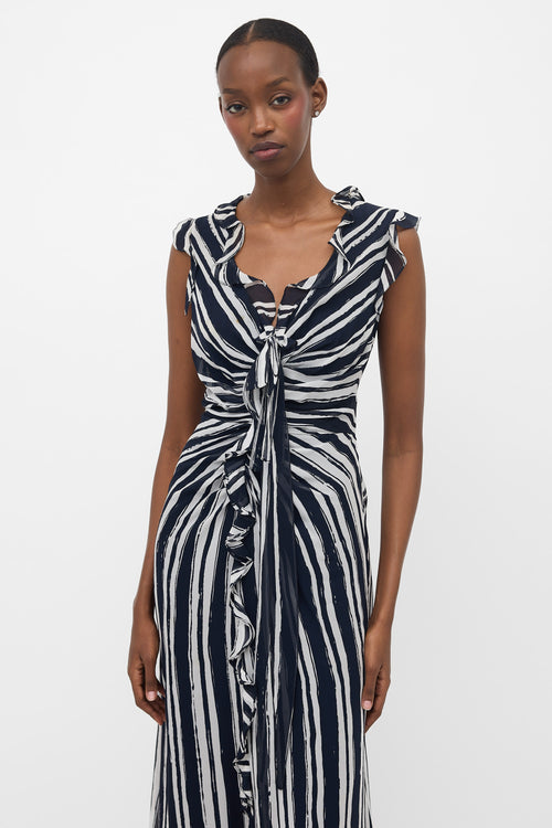 Carolina Herrera Striped Ruffled Dress