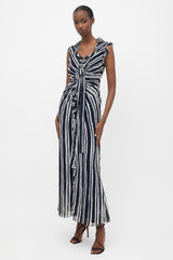 Carolina Herrera Striped Ruffled Dress