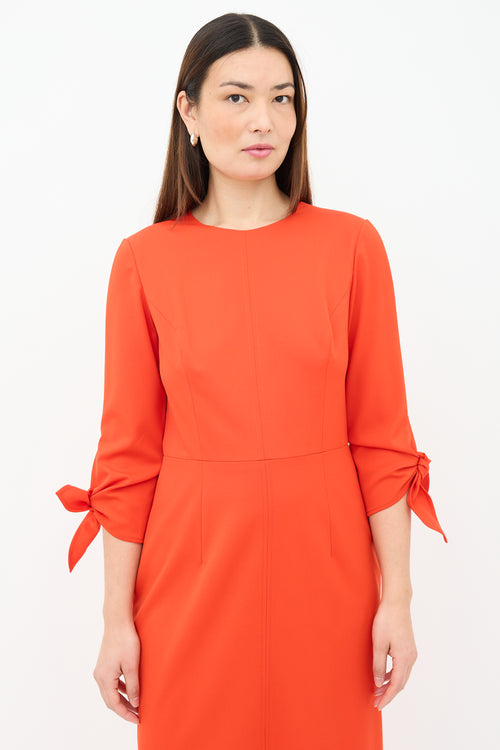 Carolina Herrera Tie Sleeve Sheath Dress