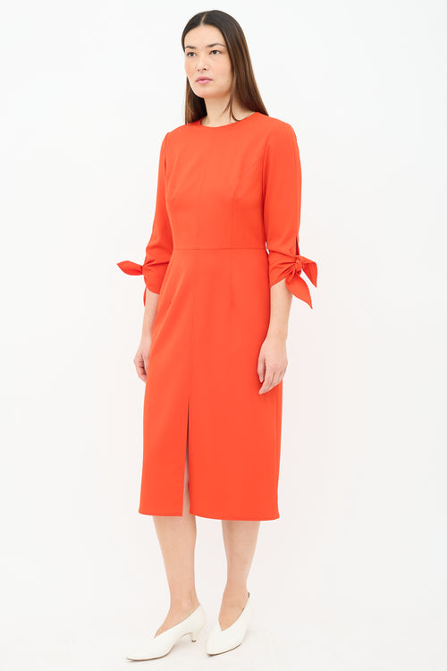 Carolina Herrera Tie Sleeve Sheath Dress