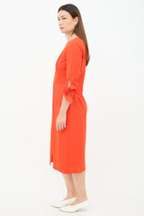 Carolina Herrera Tie Sleeve Sheath Dress