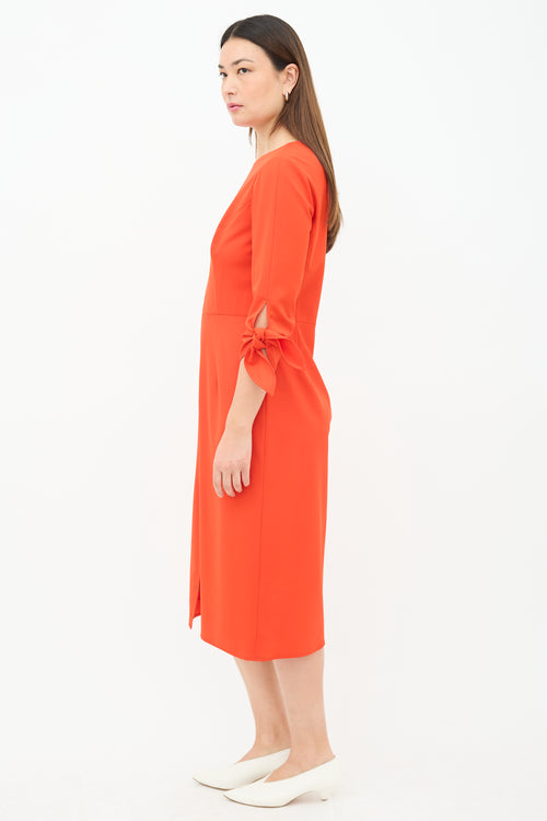 Carolina Herrera Tie Sleeve Sheath Dress